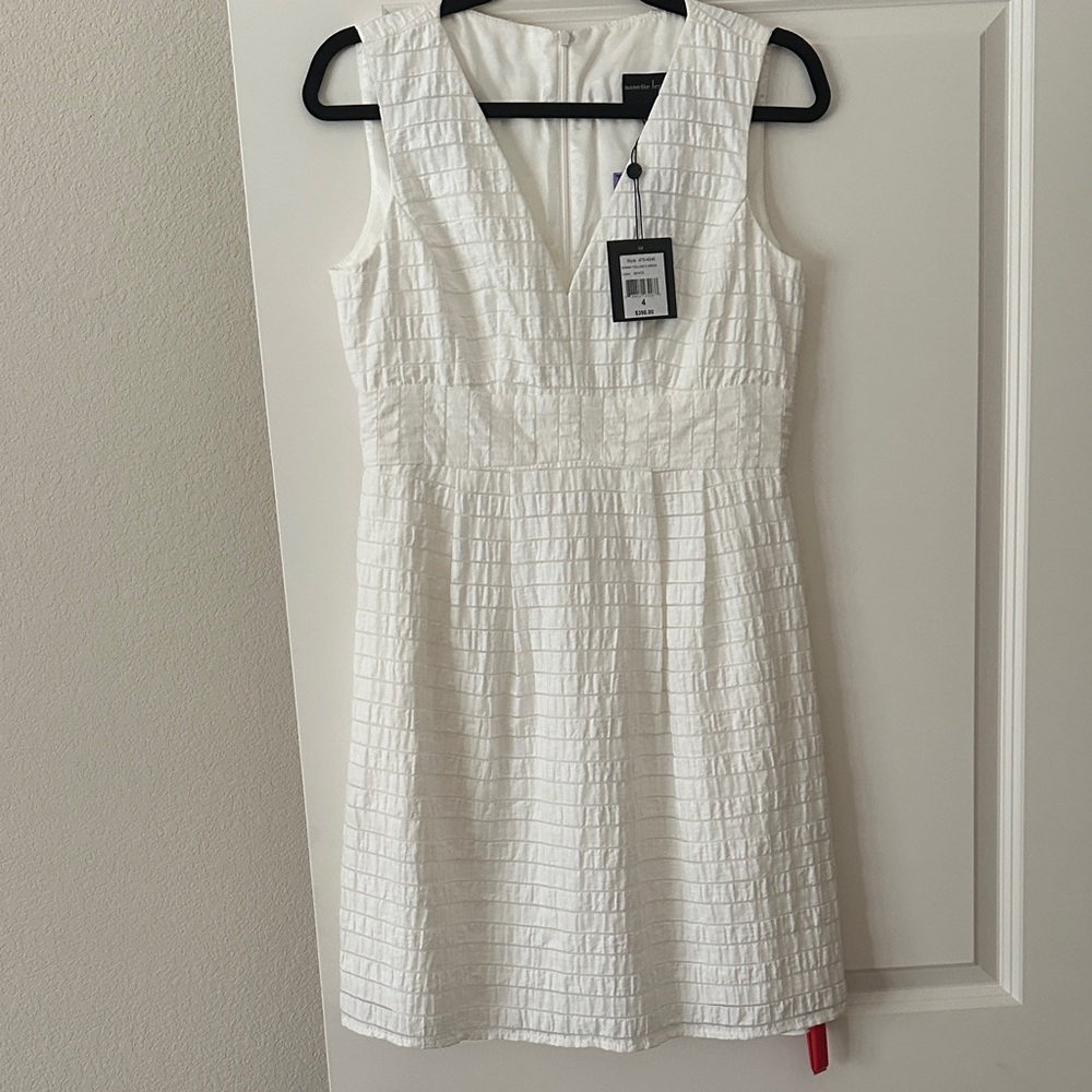 NWT Sz 4 Nanette Lepore Textured White Midi Dress